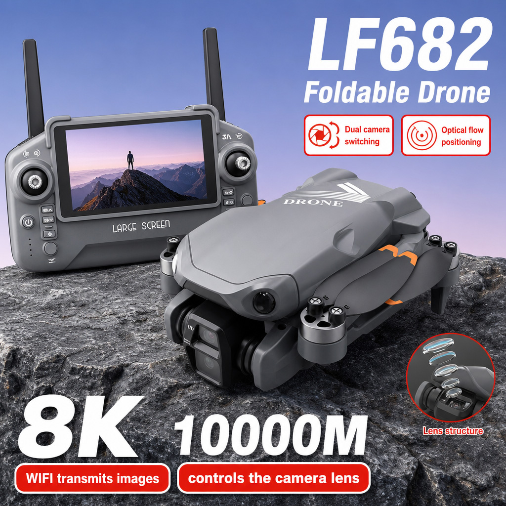 Fpv Brushless Rc Drone 4K - โดรนถ่ายภาพทางอากาศ LF682 8K HD กล้องคู่ GPS